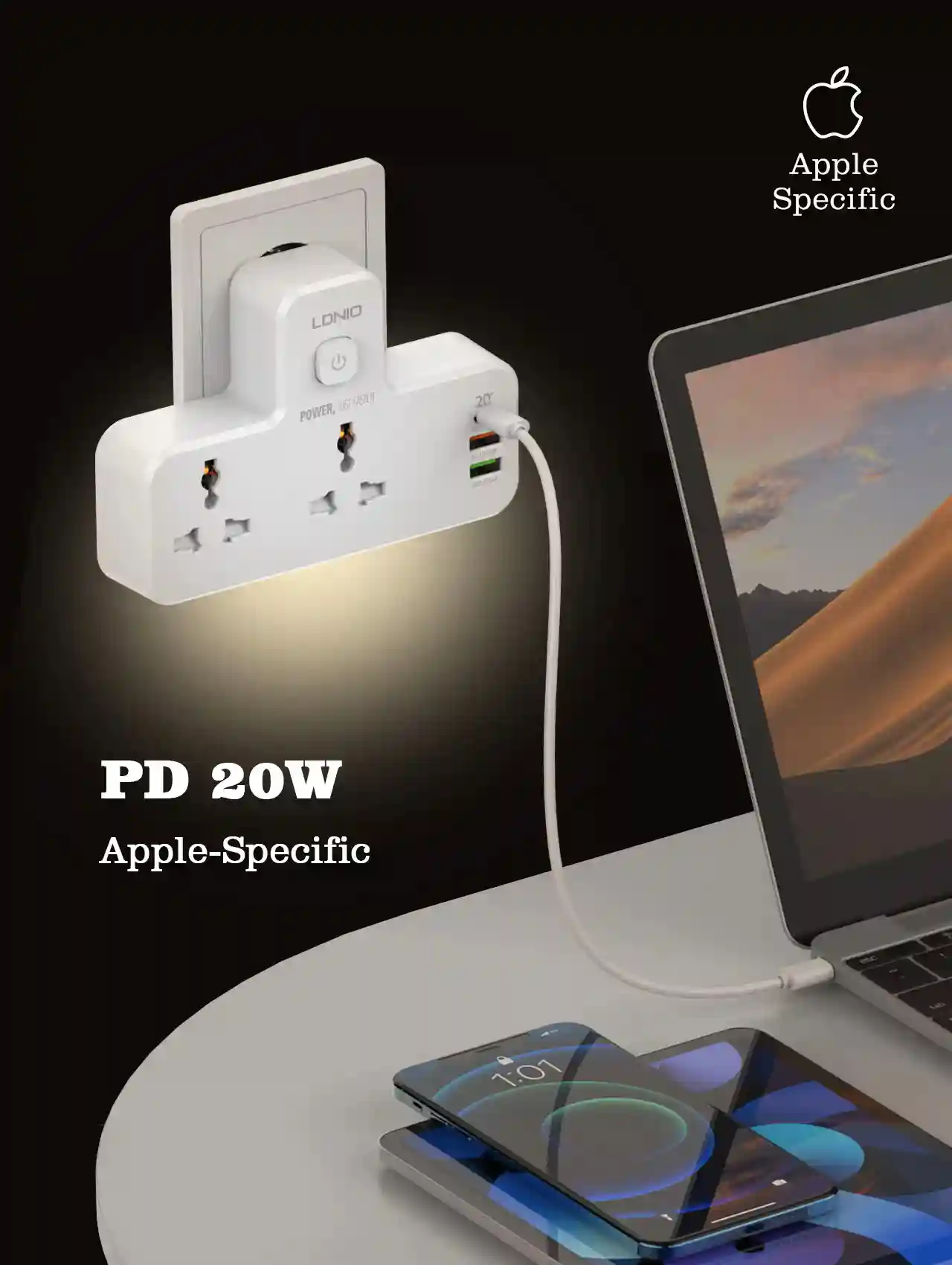 قیمت چندراهی برق و شارژر دیواری الدینیو LDNIO SC2311