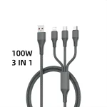 کابل شارژ سریع 3 در 1 الدینیو LDNIO LC97U | کابل توان 100 وات همه کاره - Image 2