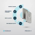 پاوربانک مگ سیف 10000 پاورولوژی مدل Magsafe Aluminum Powerology (20W PD)