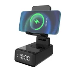 استند و اسپیکر ۴ کاره شارژر وایرلس مدل YZBQ12 (با ساعت و آلارم)