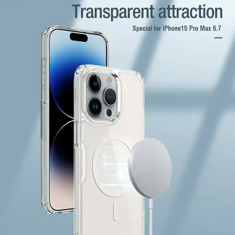 کاور مگنتی نیلکین آیفون 15 پرو مدل Nature TPU Pro Magnetic Nillkin